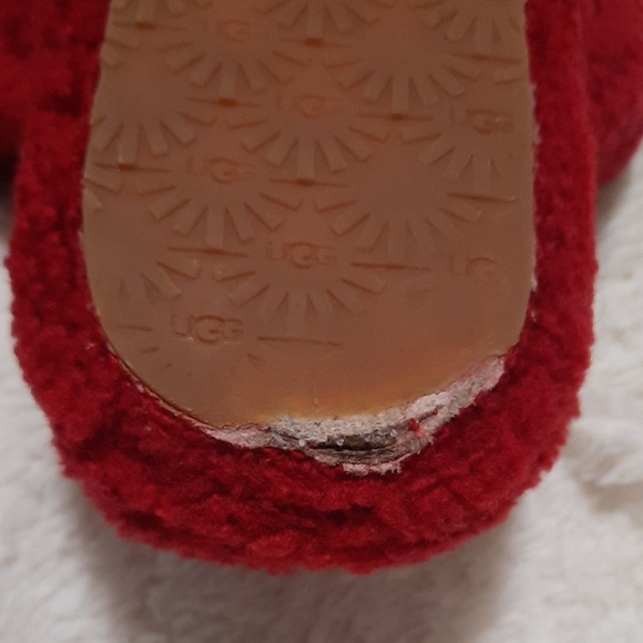 UGG Red Plush Slide Slippers - Picture 7 of 9